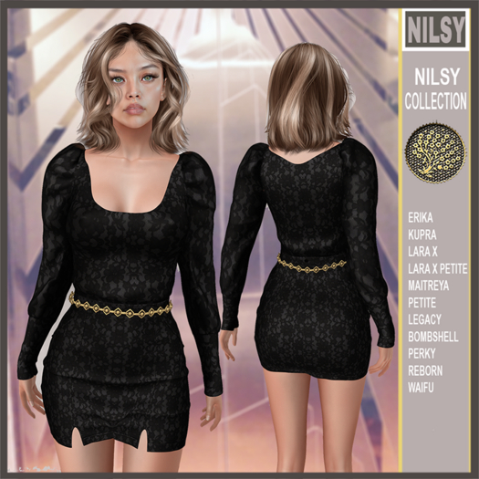 GOLD BELT LACE TOP&SKIRT