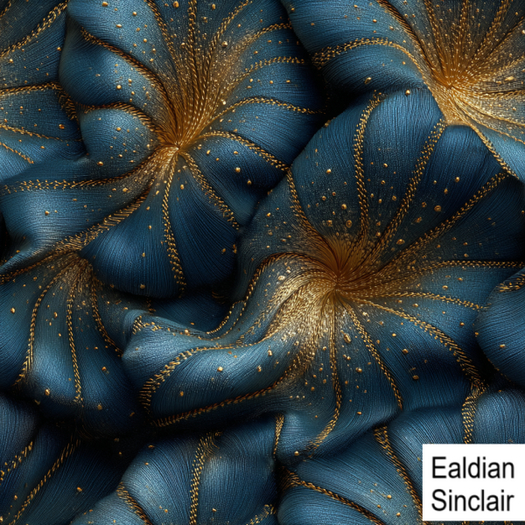 Blue and Gilt Ruched Silk Seamless Texture
