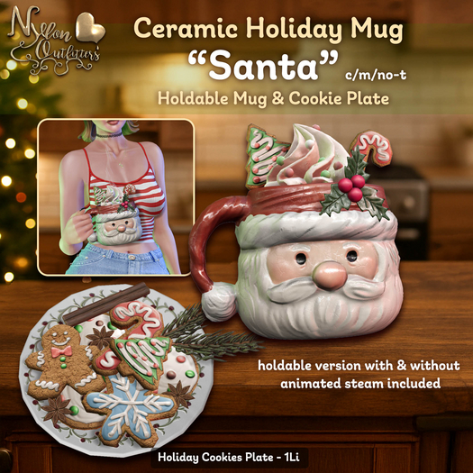 (NO) Ceramic Holiday Mugs - Santa