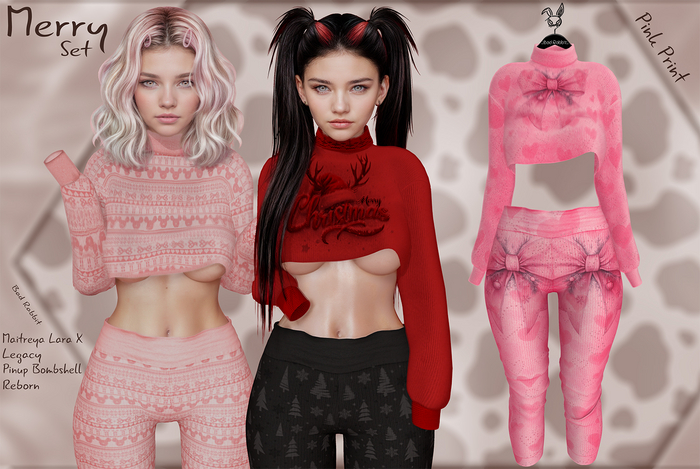 .:Bad Rabbit:. Merry Set Pink Print