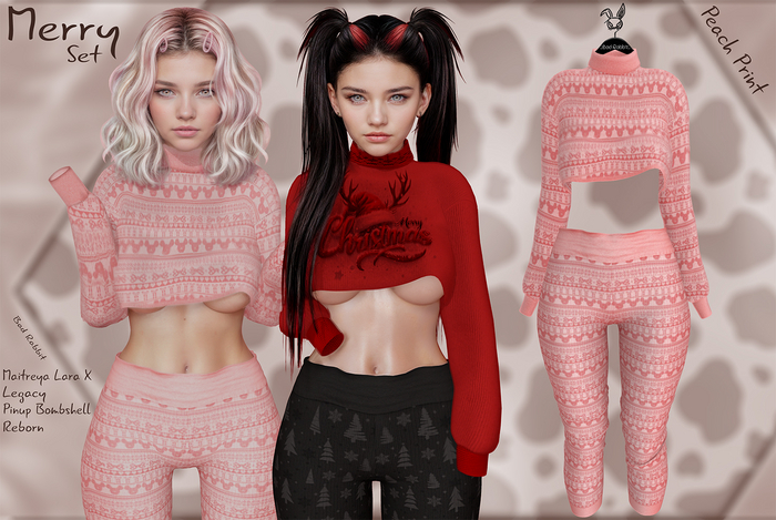 .:Bad Rabbit:. Merry Set Peach Print