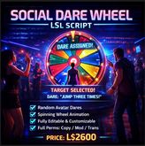 LSL Social Dare Wheel Script | Interactive Party Game | Full Permissions | Fun Random Dare System for Second Life