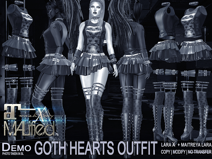 LaraX Lara DEMO MALified: 6x Goth Hearts Outfits