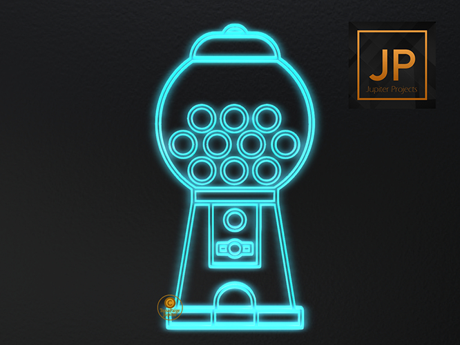 9.Meva Neon Blue Gacha Machine Sign