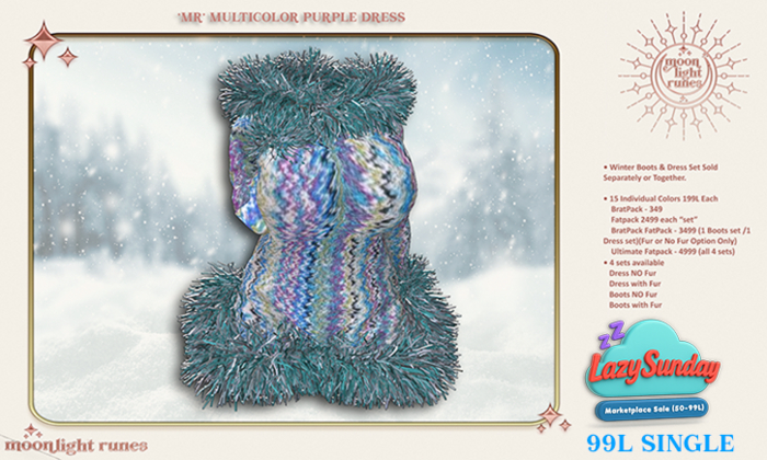 *MR* Dress with Fur - Multi Color Purple