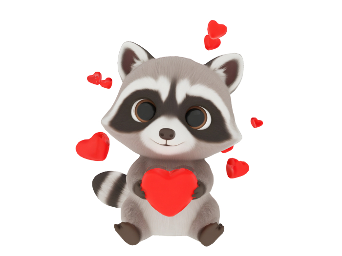 Valentine Baby Raccoon FULL PERM