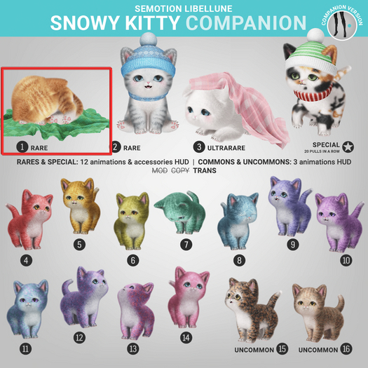 SEmotion Libellune Snowy Kitty Companion RARE 01