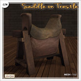 [V/W] Medieval Saddle on Trestle - Decor for Medieval or Renaissance Leather workshop