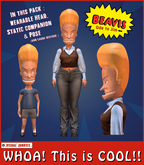 Beavis Head, companion, pose & laugh gesture