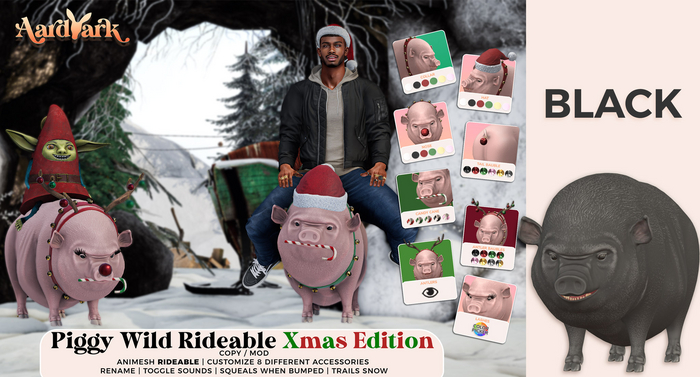 Aardvark : Piggy Wild Rideable Xmas Edt - Black 