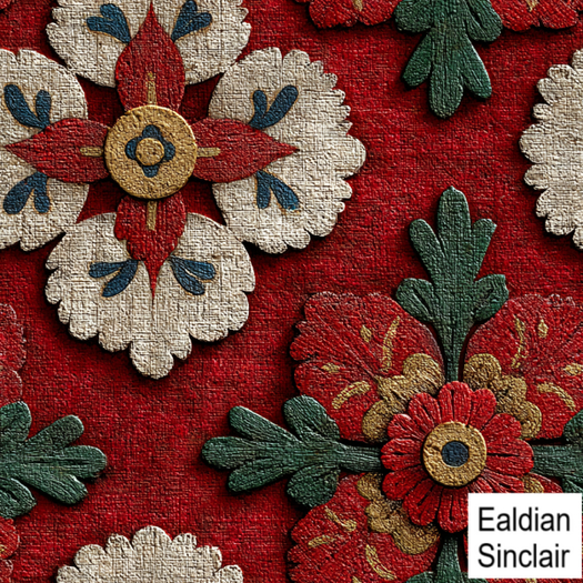 Painted Embossed Flowers Leather Seamless Texture
