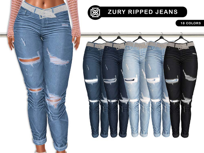 Addams // Zury Ripped Jeans with Belt // FATPACK