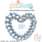heart arch balloon  boy light blue white