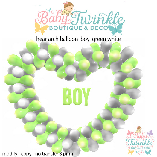heart arch balloon  boy  green white