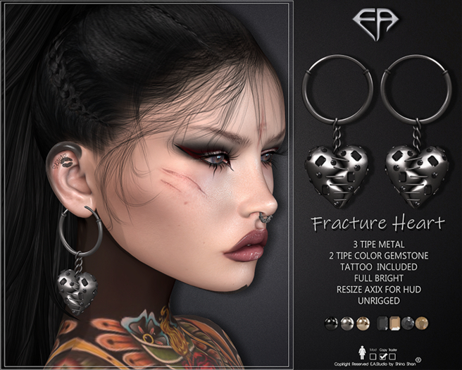 Second Life Marketplace - E.A.Studio Fracture Heart Earring