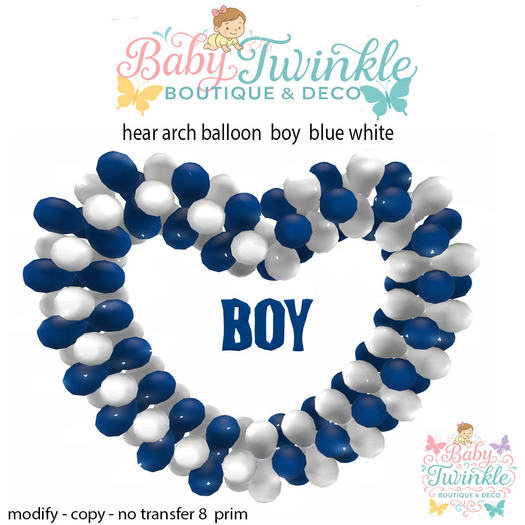 heart arch balloon  boy  blue white