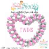 heart arch balloon twins pink -white