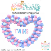 heart arch balloon twins pink /blue