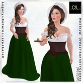 :.C!L.: Ailbhe Green Medieval Dress Bonnet and Candle Set