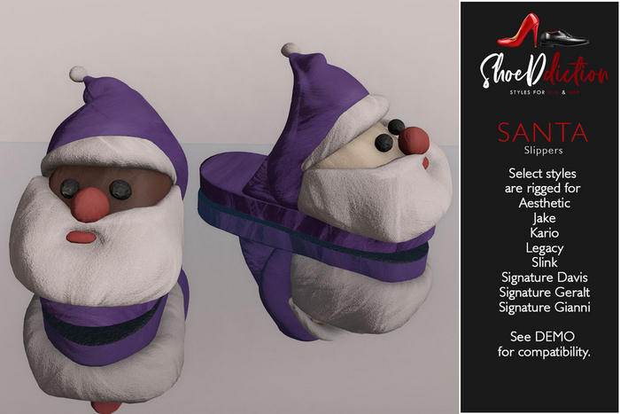 Santa Slippers Men Purple