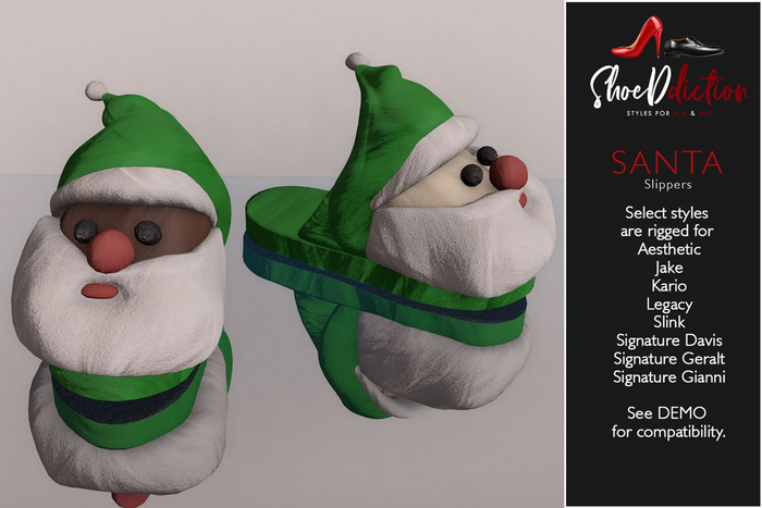Santa Slippers Men Green 