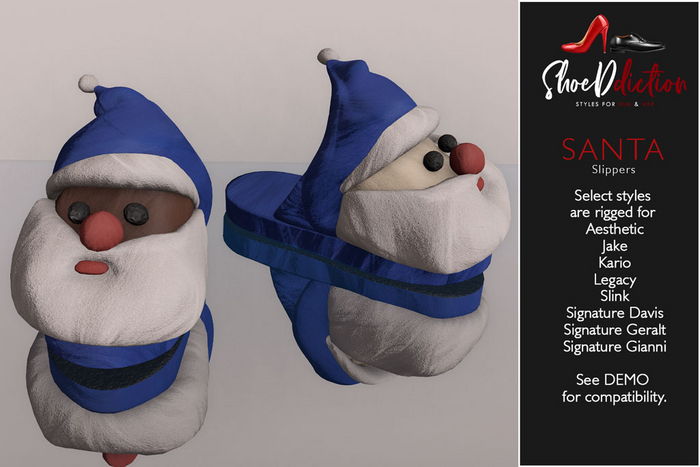 Santa Slippers Men Blue