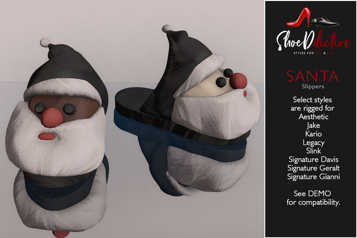 Santa Slippers Men Black