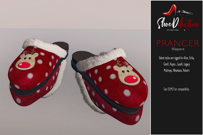Prancer Slippers Red White