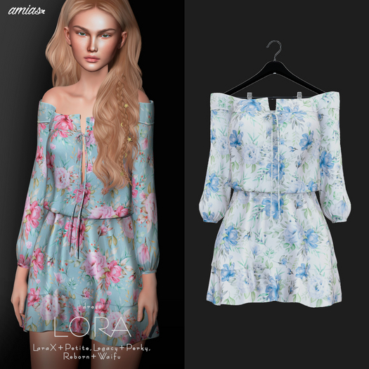 amias - LORA dress white/blue