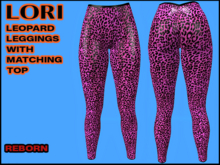 LORI SPANDEX LEOPARD LEGGINGS & TOP OUTFIT, PINK, REBORN