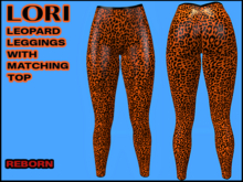LORI SPANDEX LEOPARD LEGGINGS & TOP OUTFIT, ORANGE, REBORN