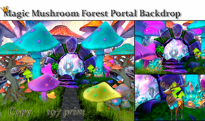 Magic Mushroom Forest Portal Backdrop