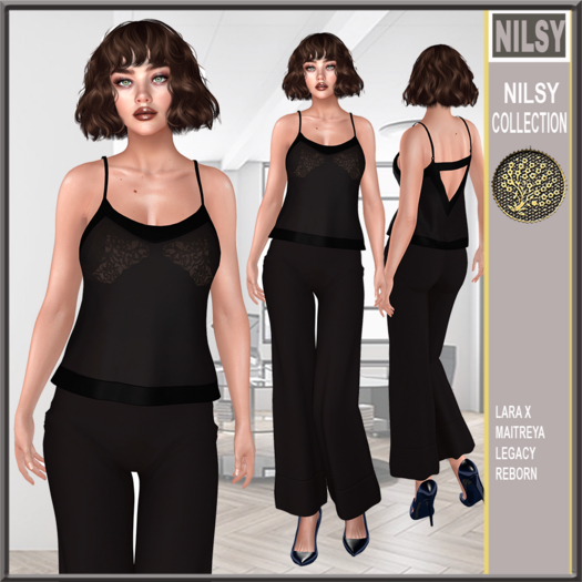 LACE TOP CAMISOLE&FLARED PANTS