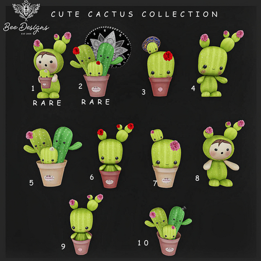 10 Bee Designs Cute Cactus Collection
