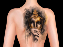 Ravenstone -  2K Venetian Mask  back shoulder Tattoo BOM Watercolours T55