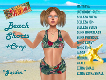 HAWAIIAN GARDEN CROP TOP & BOOTIE SHORTS FITMESH in Mesh Body Models & Standard SL Sizes