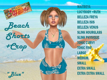 HAWAIIAN BLUE CROP TOP & BOOTIE SHORTS FITMESH in Mesh Body Models & Standard SL Sizes