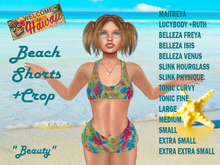 HAWAIIAN BEAUTY CROP TOP & BOOTIE SHORTS FITMESH in Mesh Body Models & Standard SL Sizes