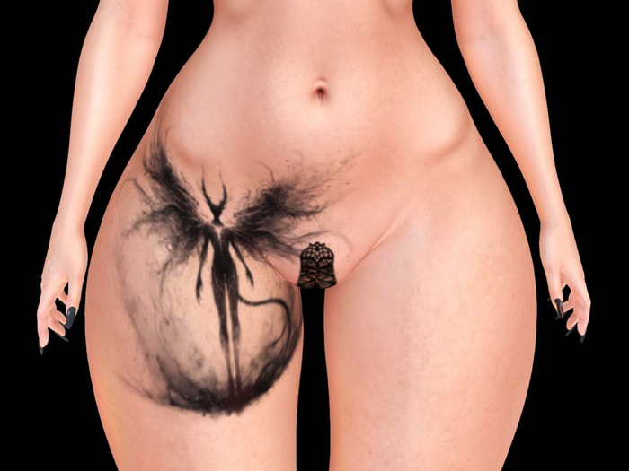 Ravenstone - Unisex Demon BOM Tattoo 2K Right Hips BW  T58