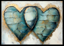Tams - Wall Decor - Aqua Heart Duo