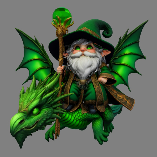 Enchanted_Green_Gnome_Riding_Dragon+