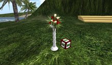red & white roses on pedestal boxed
