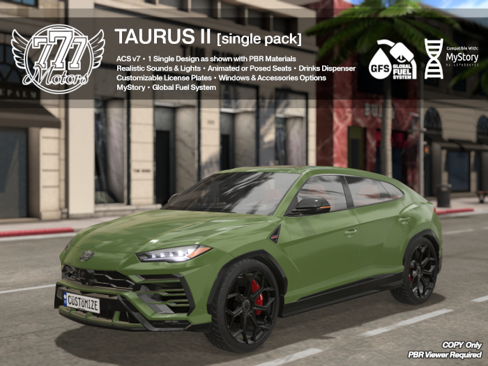 Second Life Marketplace - [777] TAURUS II - Nature Green (Add)