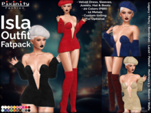 Pixinity - Isla Outfit + Boots (Fatpack) - 20 PBR Velvet Colors - Fur and smooth - Hat, Sleeves, Dress, Boots, Juwels