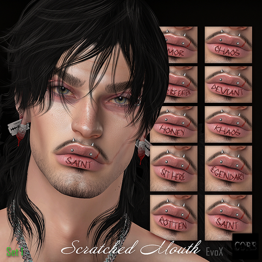 ::: Core ::: Scratched Mouth Tattoos - Set 1