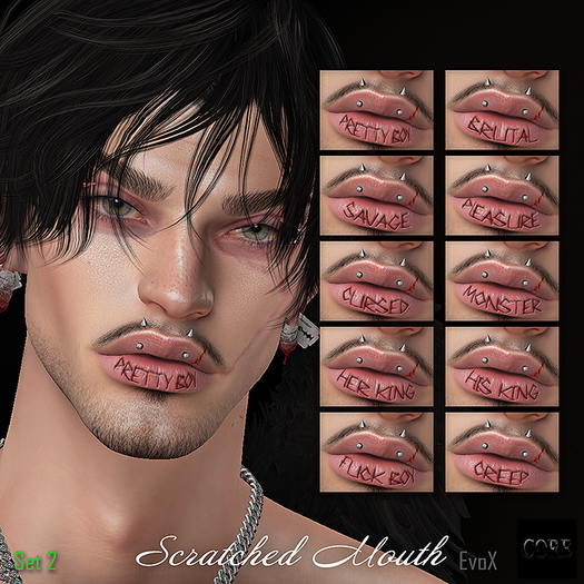 ::: Core ::: Scratched Mouth Tattoos - Set 2