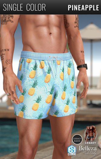 {COLD-ASH} MARCO Swim Shorts (Pattern-Pineapple)