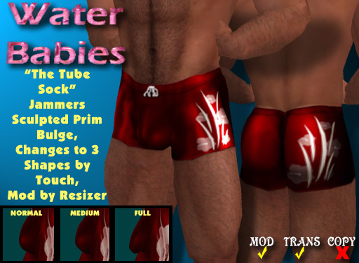 Water Babies - "The Tube Sock" Square Cut (Red)