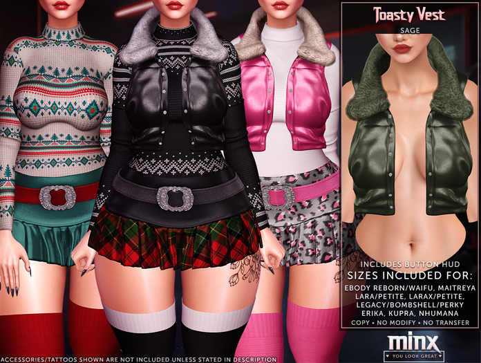 Minx - Toasty Vest - Sage (add me)