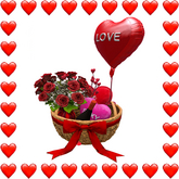 Valentine's Basket with Red Ribbon 11 Gifts inside
